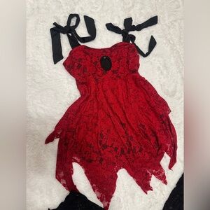 New 2x red lace short dress goth gothic alt emo festival rave outfit
